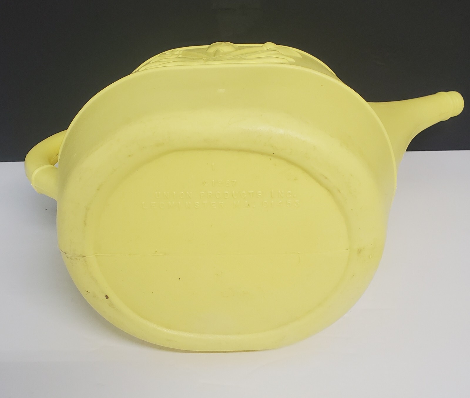 Union Products 1989 Yellow Blow Mold Watering Can W/Flowers Made In USA