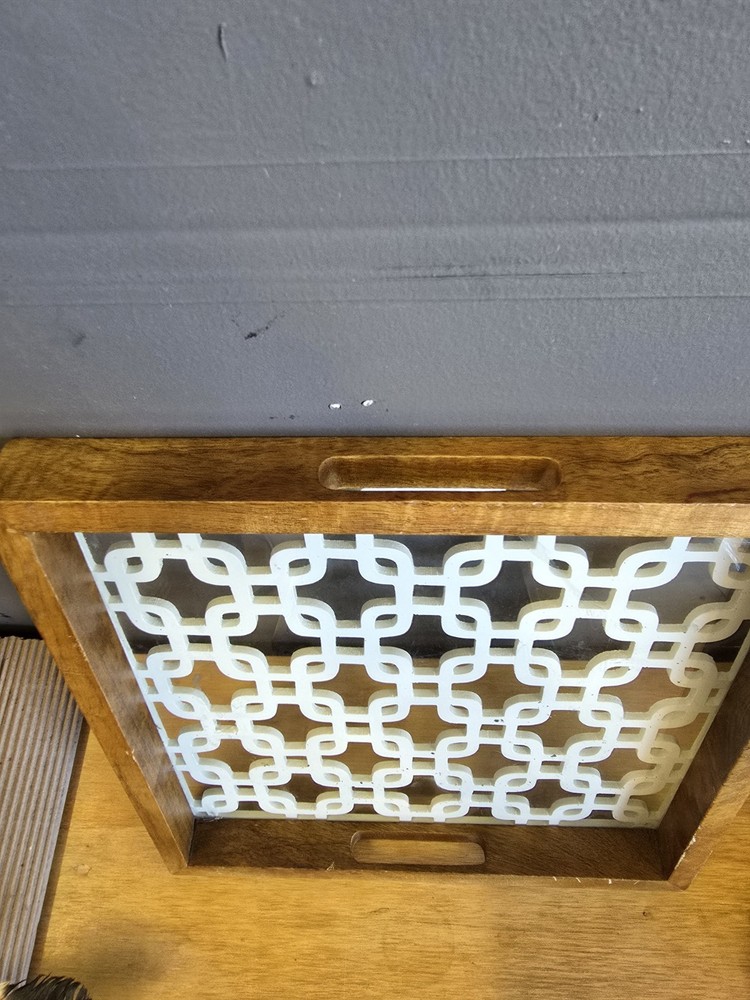 Brown And White Geometric Serving Tray Beautiful