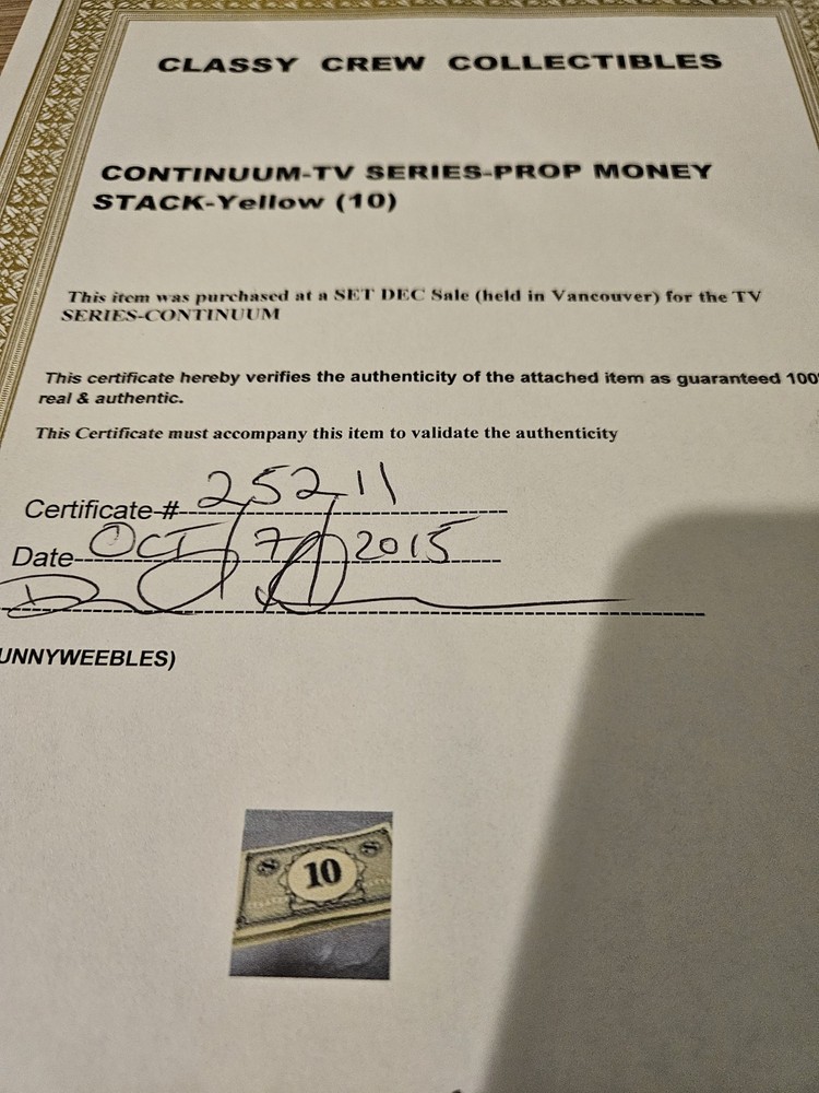 Continuum TV Prop Screen Used with COA
