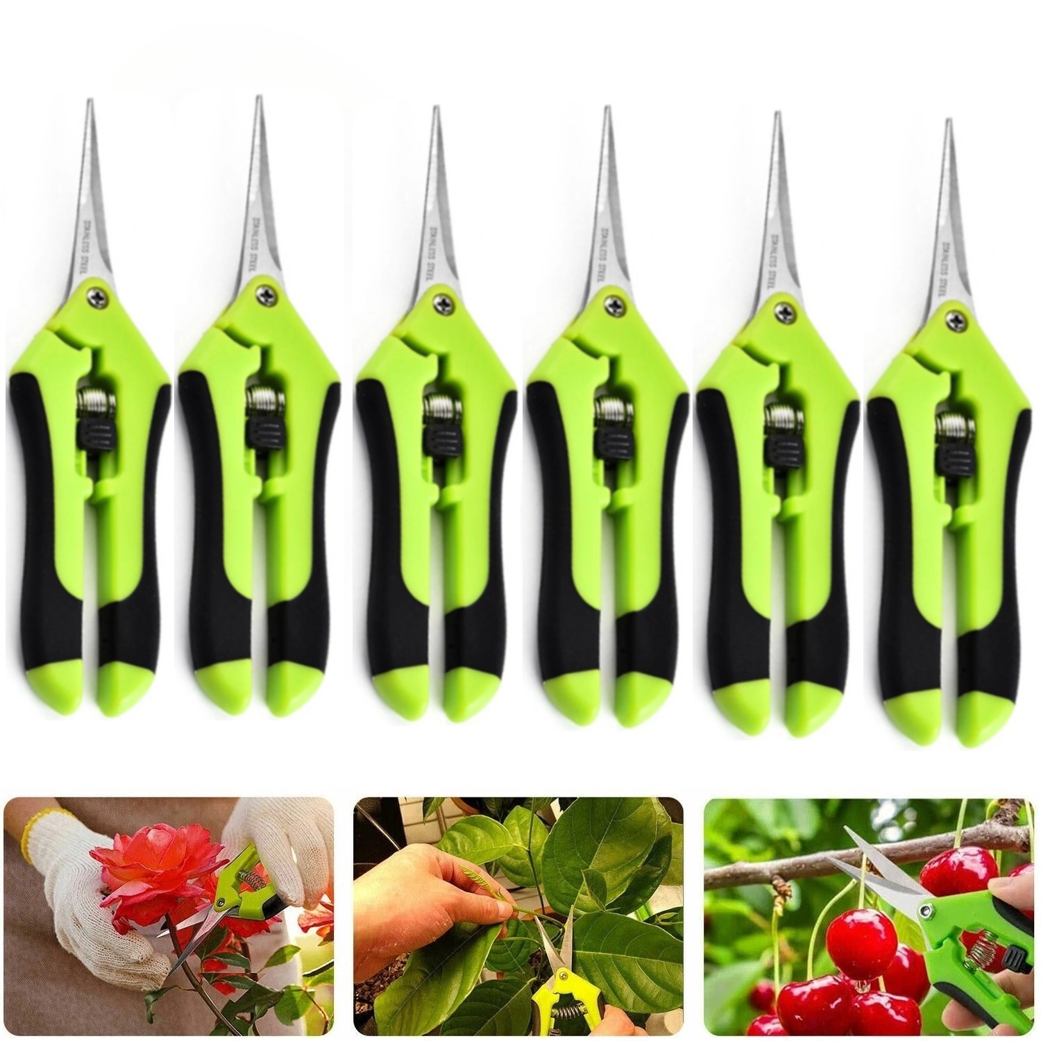 6 Pack Curved Blade Garden Scissors Trimmers Harvest Pruning Plants Trimming