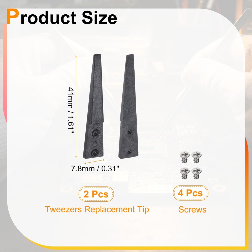 Model 2A Carbon Fiber Precision Tweezers Replacement Tip Set, Black