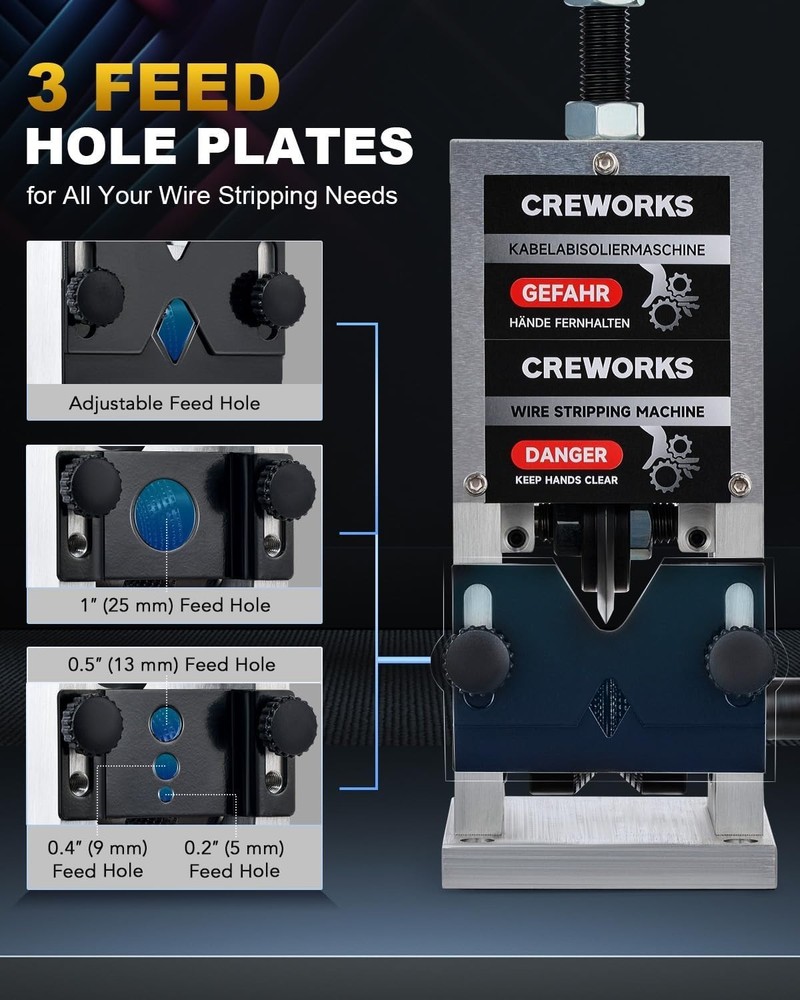 Versatile Drill Powered Wire Stripping Tool: Strips Wires 0.06"-1" Effortlessly