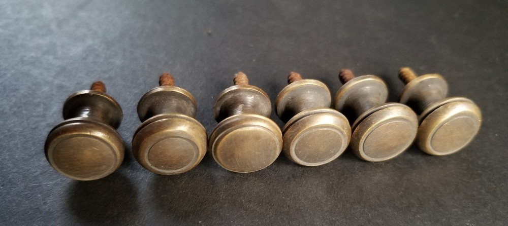 6 Solid Brass SMALL Stacking Barrister Bookcase 1/2"dia Knobs drawer Pulls #K18