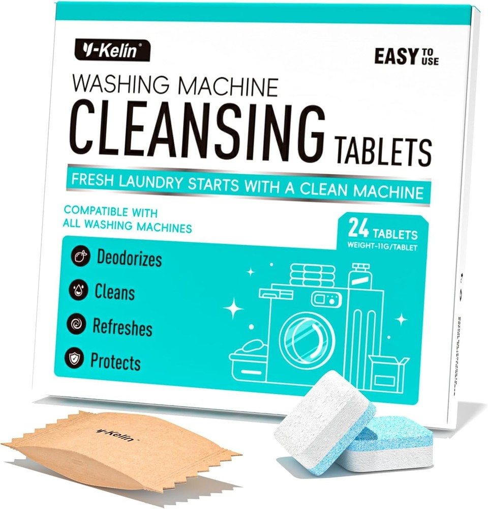 Washing Machine Cleaner Tablets 24 Pack -1 Year Supply for HE Front Loader & Top