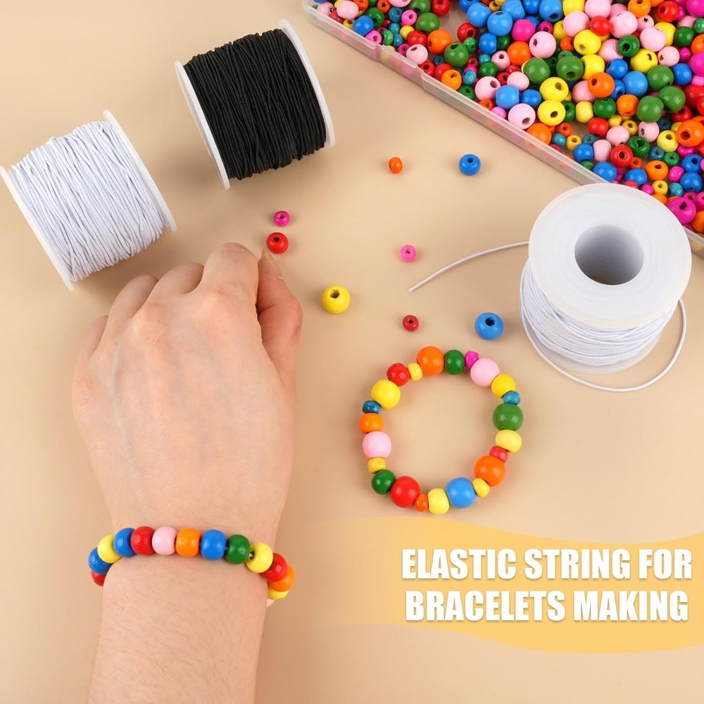 4 Rolls Elastic String for Bracelets, 1 MM 660 Feet Stretchy Bracelet String