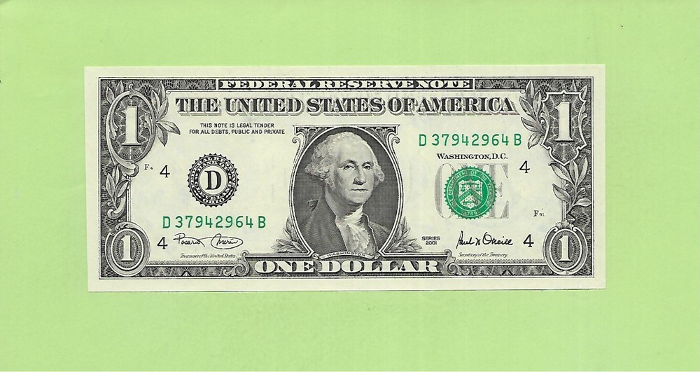 2001 ..UNCIRC $1  D 3794 2964 B  .... 2001 $1  D-B      NICE NOTE         FRN