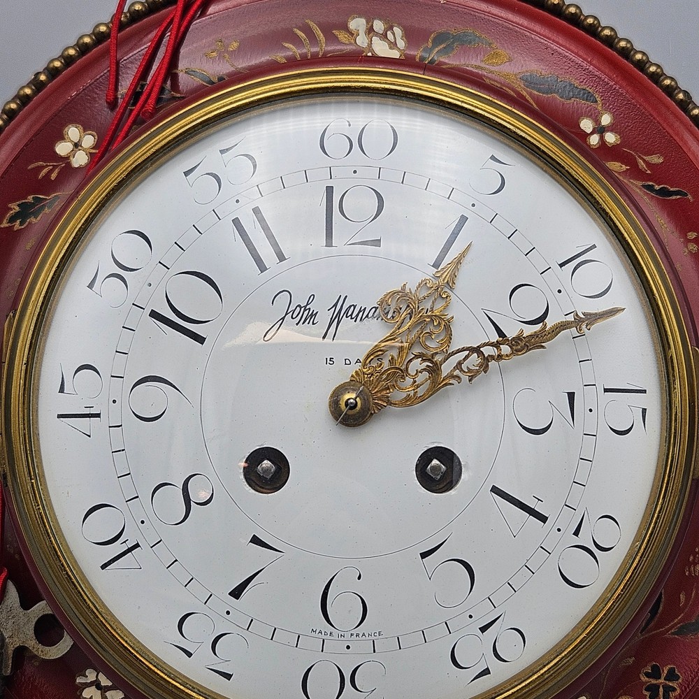 John Wanamaker Red Tole Wall Clock