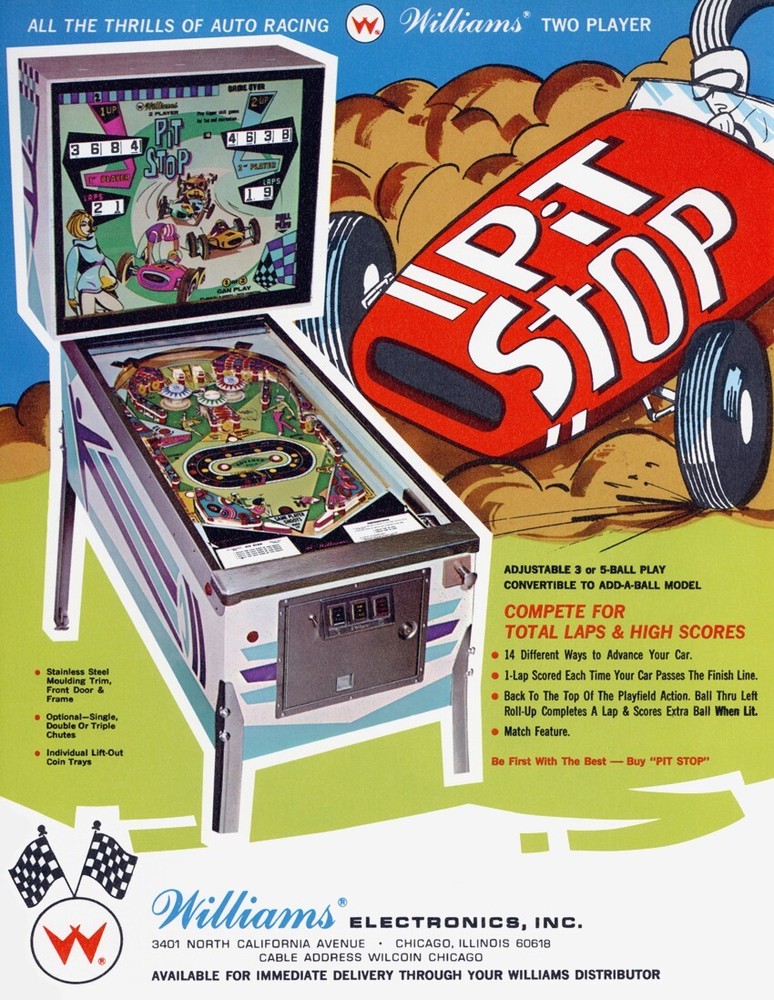 1968 Williams Pit Stop Pinball Machine Rubber Ring Kit
