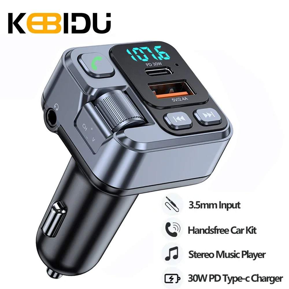 Bluetooth 5.1 Car FM Transmitter Car MP3 Stereo Music Player Handsfree 3.5mm