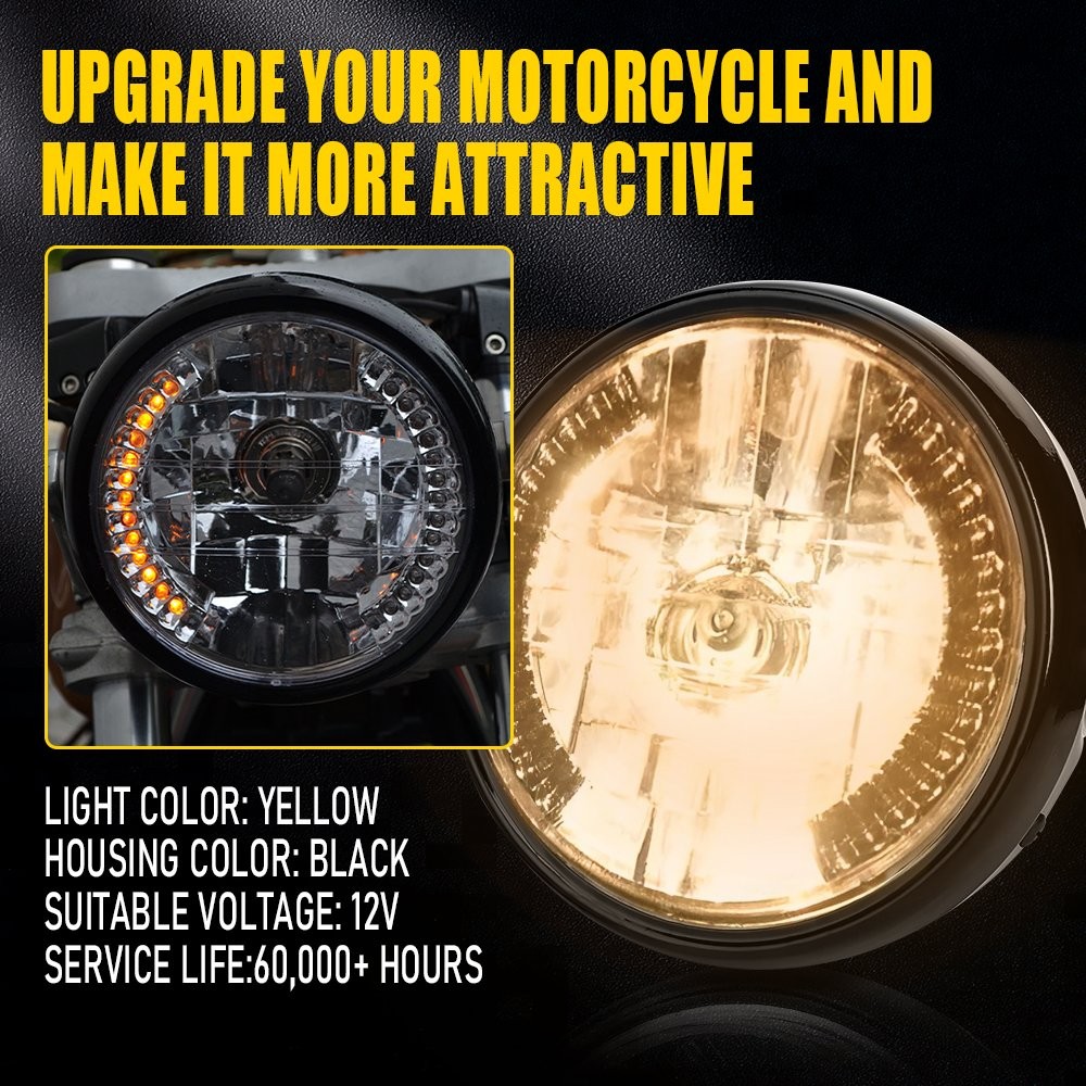 7 inch LED Motorcycle Headlight Round With Mounting Bracket Universal Black EOU
