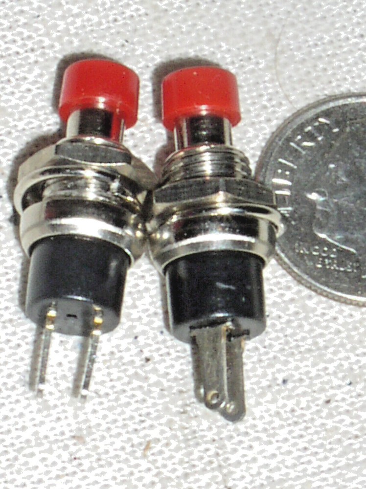 2 NEW MINI SMALL RED 3 AMP 3A A N/O MOMENTARY SPST PUSHBUTTON PUSH BUTTON SWITCH