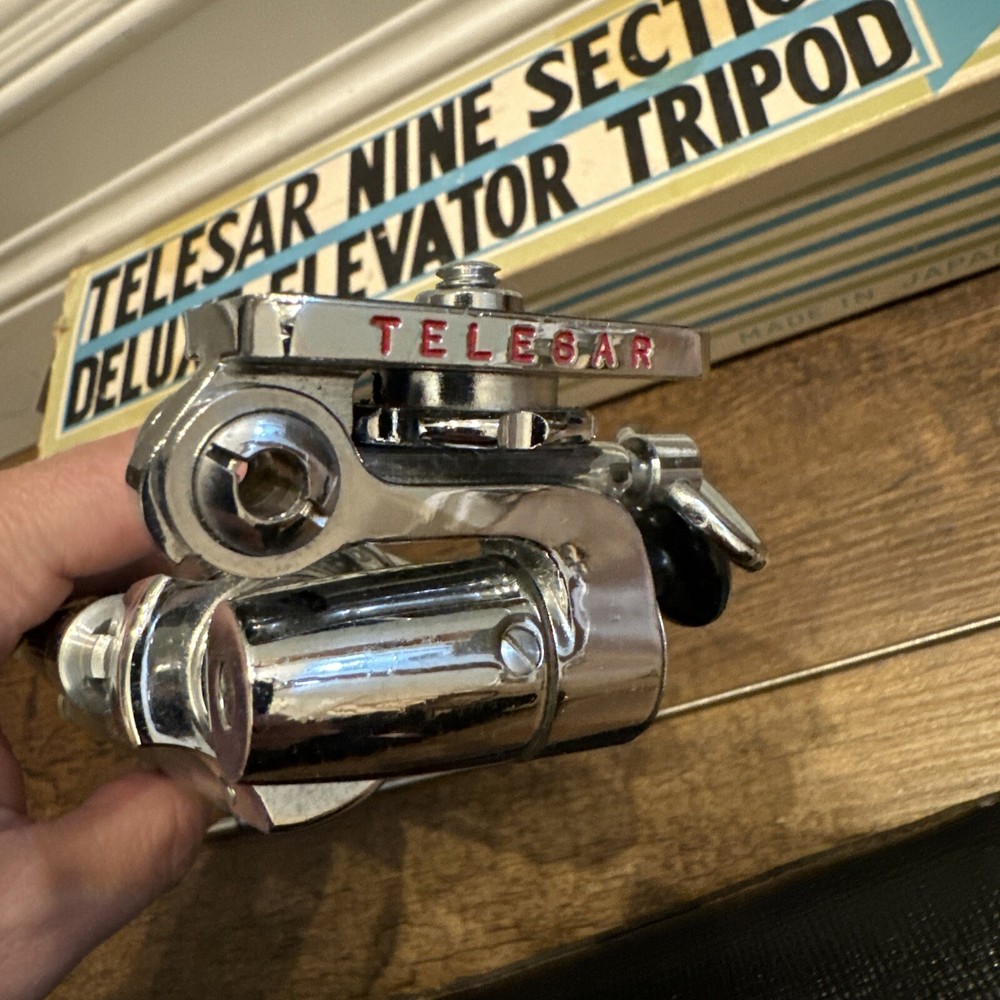 Telesar Nine Section Elevator Tripod Chrome w Case S-10314