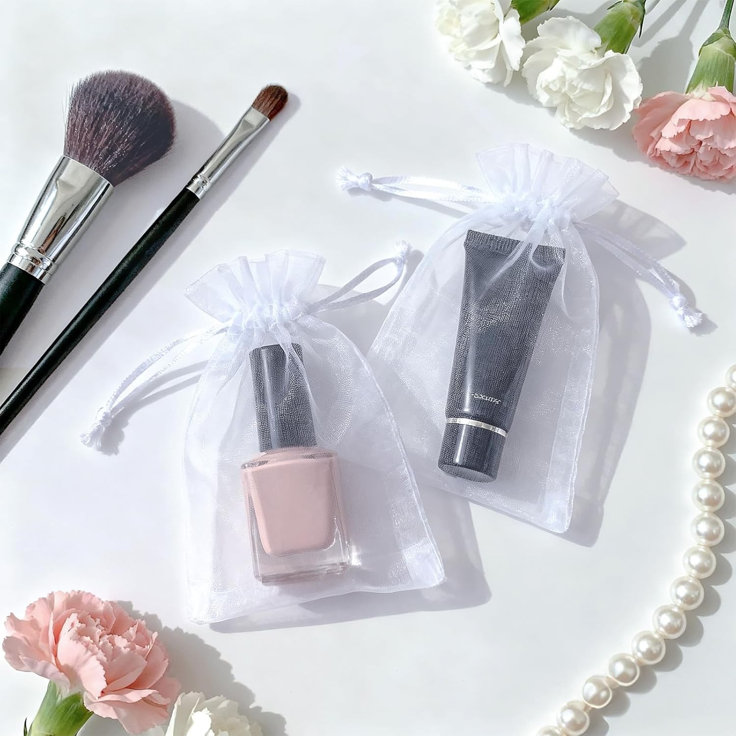 50Pcs Organza Bags, 2x3 inch Gift Favor Bags, White Wedding Favor Bags, Jewel...