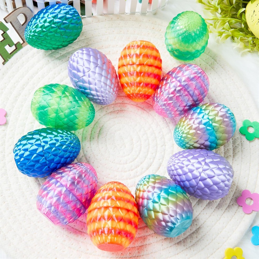 JOYIN 12 PCS Easter 3D Empty Eggs, 2.36" 3D Printed Dragon Empty Eggs Fillable E