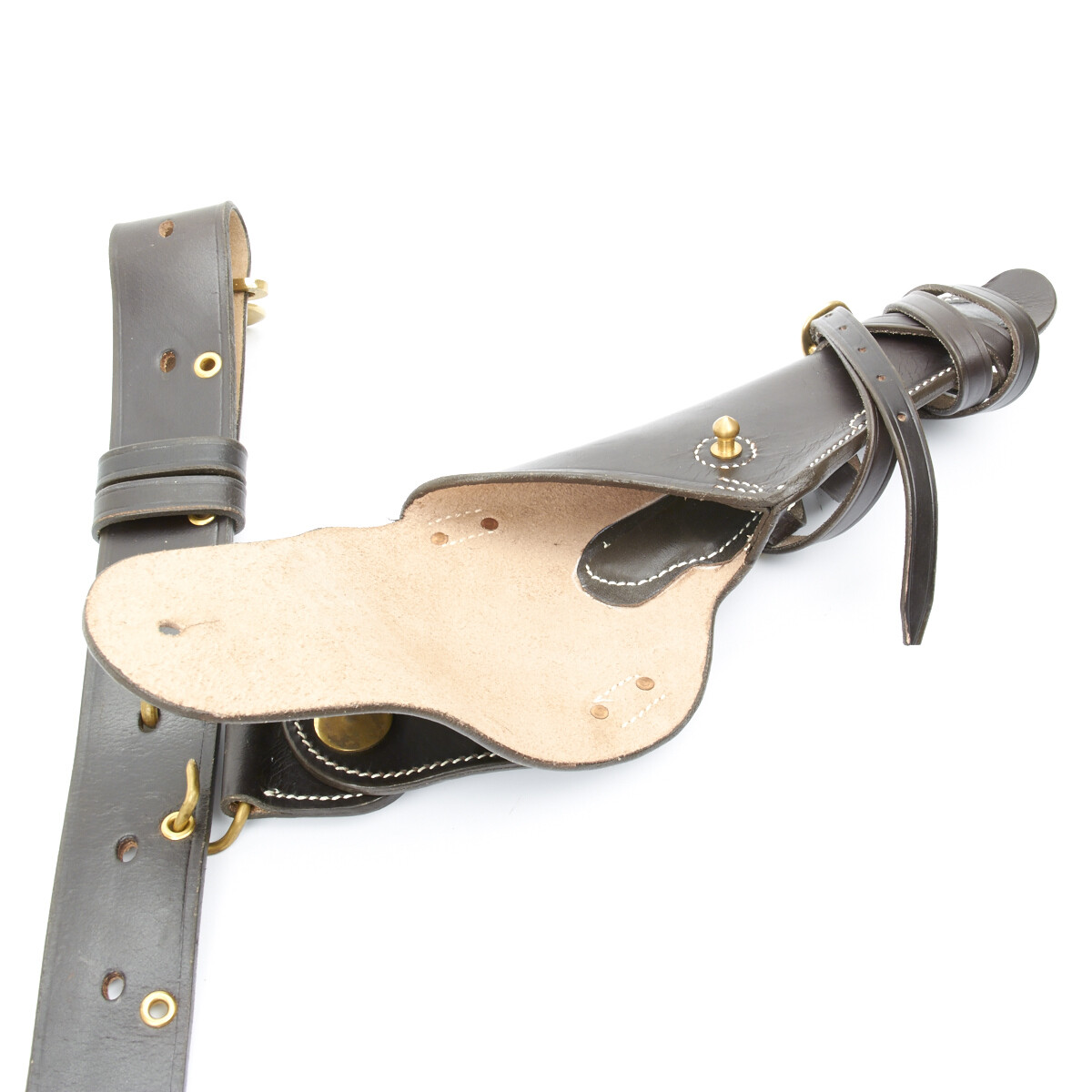 U.S. WWI & WWII M1912 .45 1911 Leather Holster, Belt, Pouch Set- Chocolate Brown