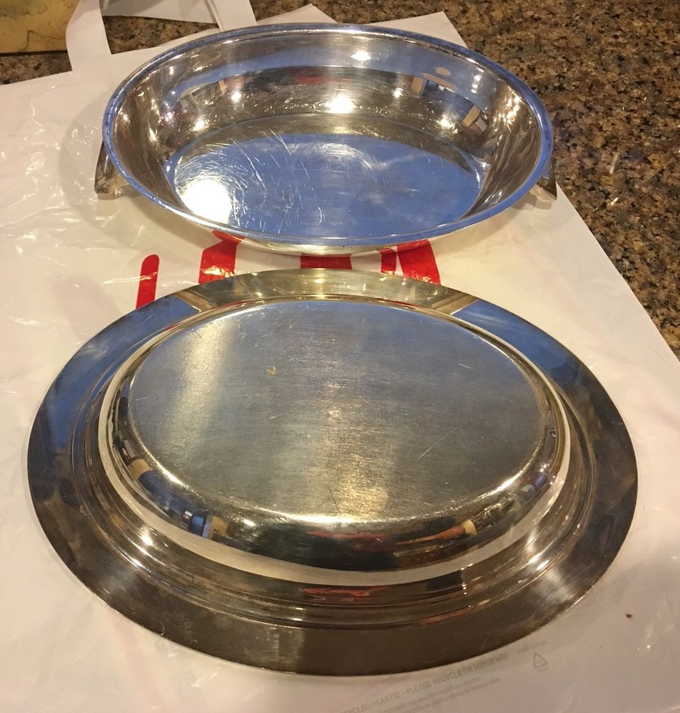 VINTAGE CRESCENT SILVERWARE CO. SILVERPLATE COVERED VEGETABLE SERVING DISH
