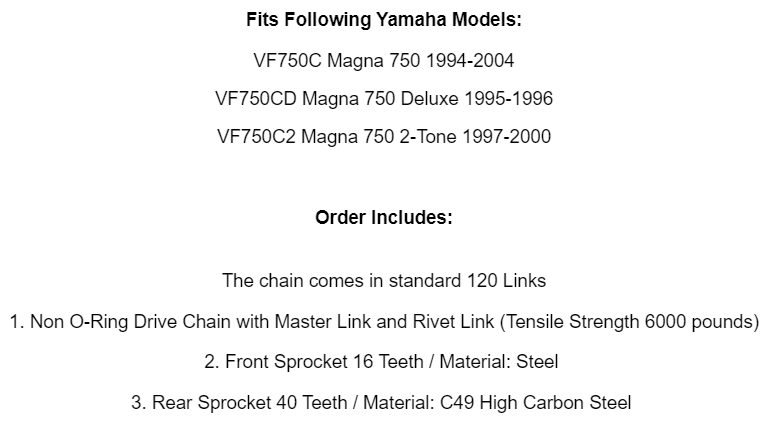 Black Drive Chain And Sprocket Kit for Honda VF750C Magna 750 1994-2004