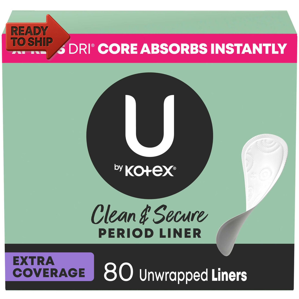 U by  Clean & Secure Panty Liners, Light Absorbency, Extra Coverage, 80 Co