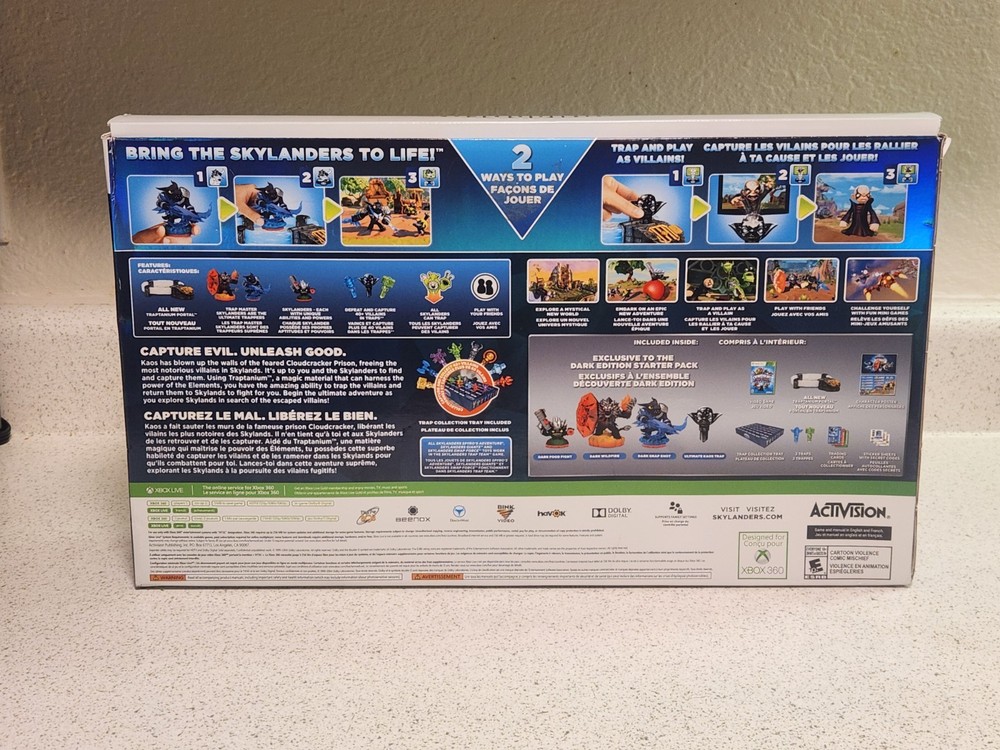 Skylanders Trap Team Dark Edition Starter Pack Xbox 360 w/ Figures