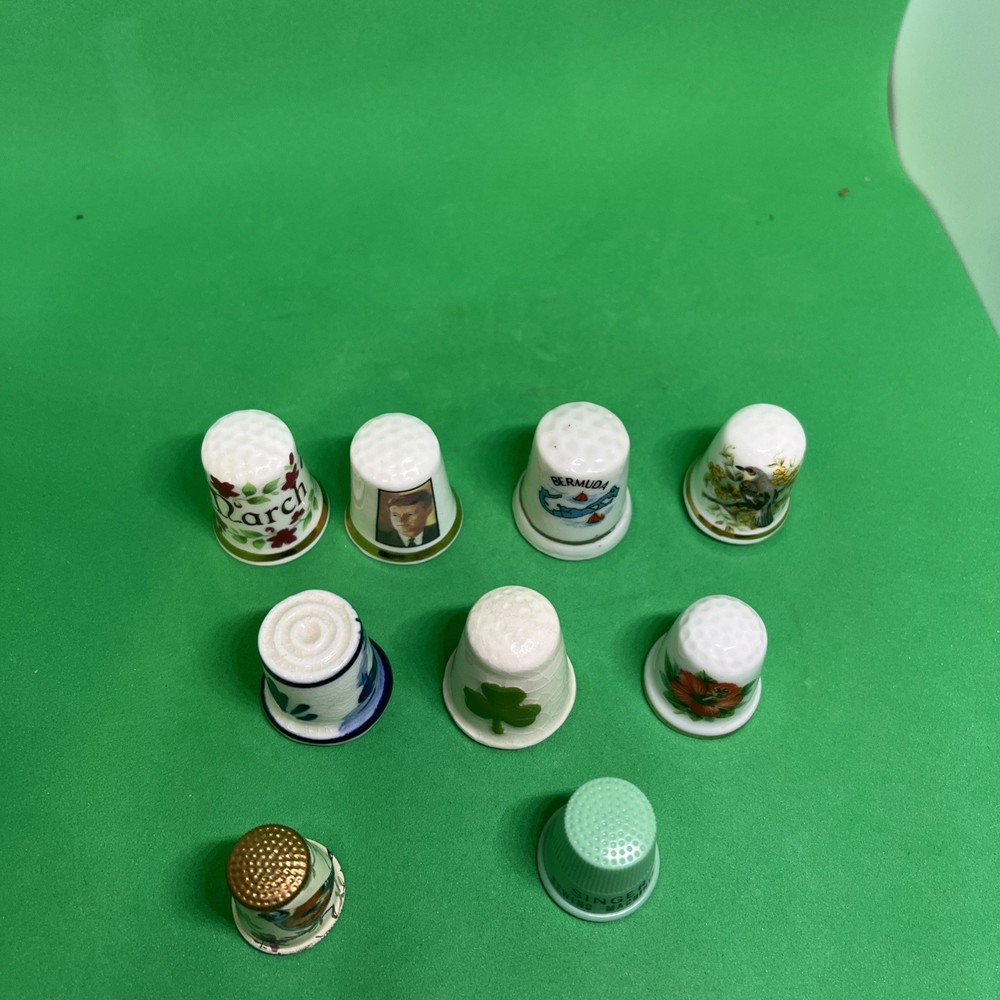 9 Fragile Thimbles / Assorted / Flowers /JFK / Etc.