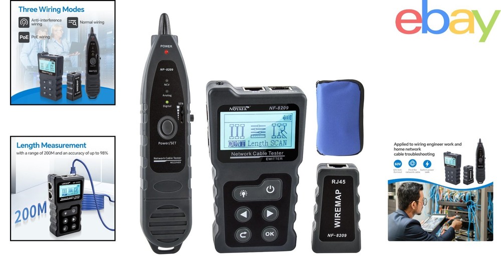 Multi-Cable Tester for Ethernet with Length Measurement and Continuity