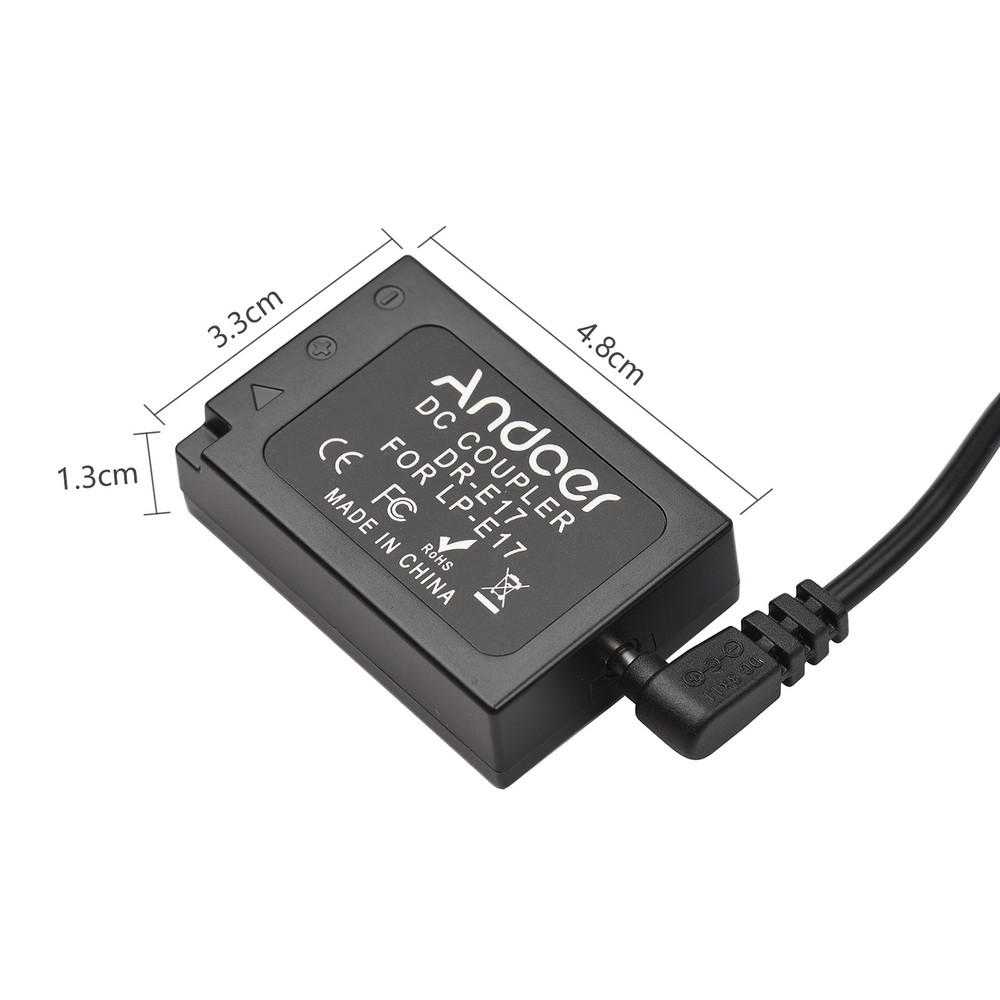 Andoer PD Cable To DR-E17 Dummy Battery DC Coupler LP-E17 LRSZ
