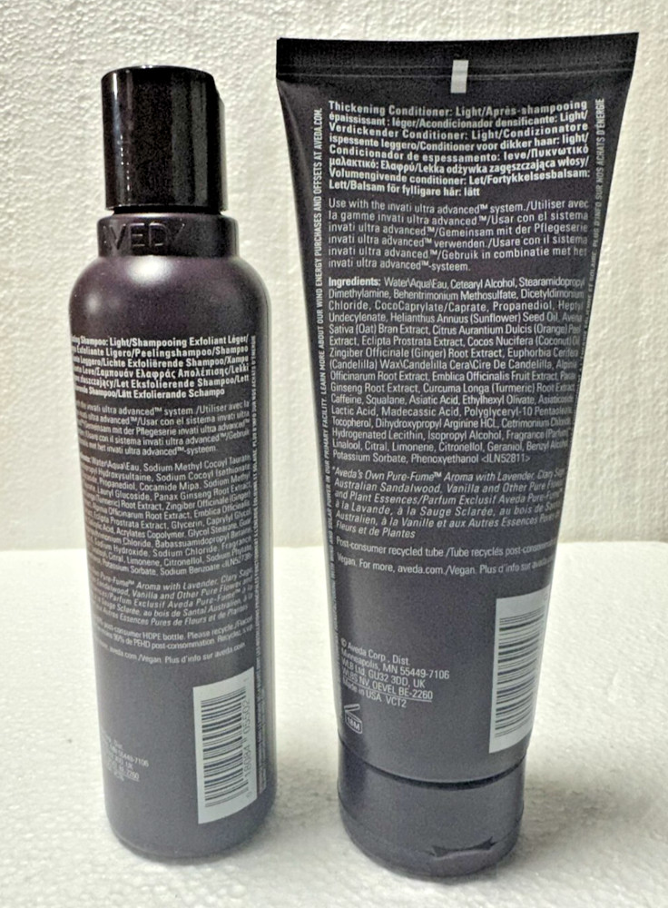 Aveda Invati Ultra Advanced LIGHT Shampoo & LIGHT Conditioner 6.7 Oz