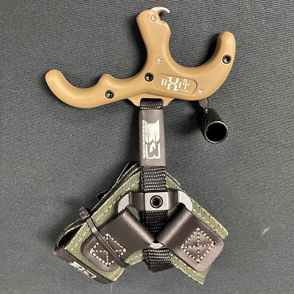 B3 Archery Exit Hunter Release Aid With Wrist Strap Three Finger Design Tan