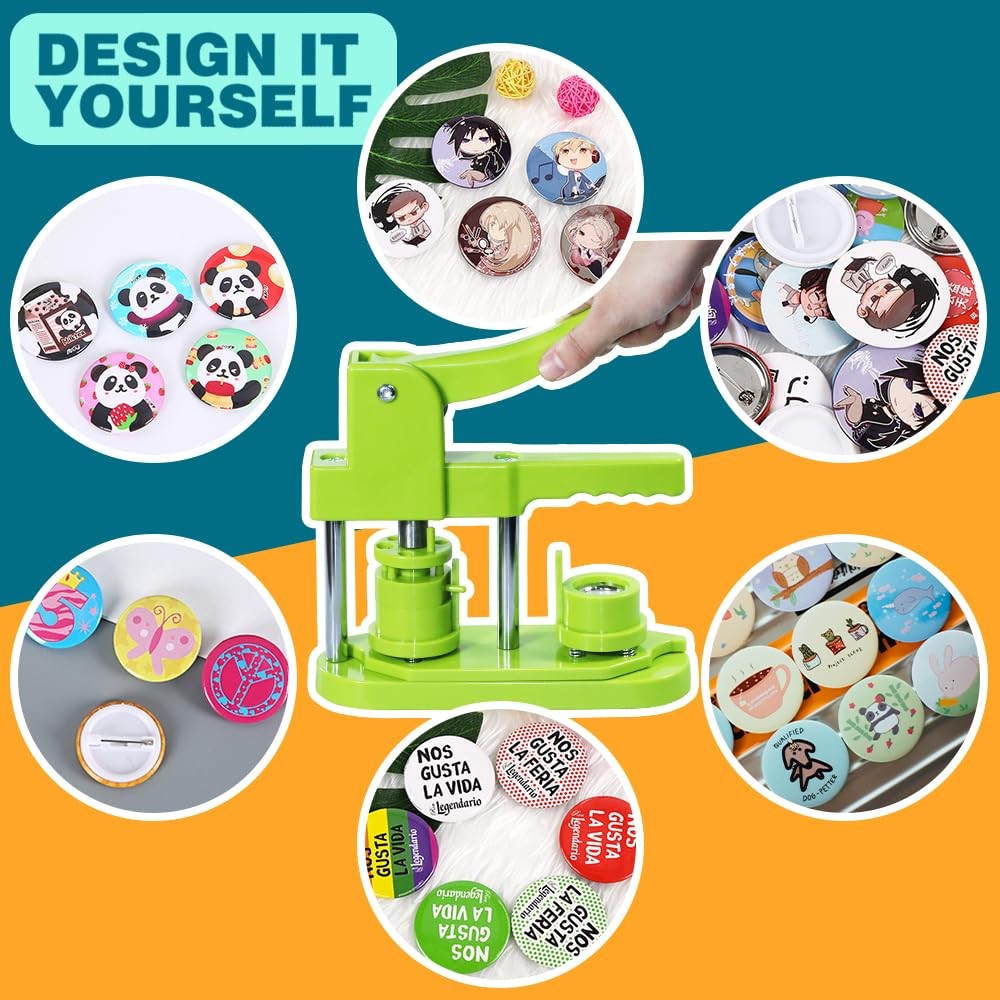 Happizza Button Maker Machine, (3rd Gen) Round - 25 mm, Green