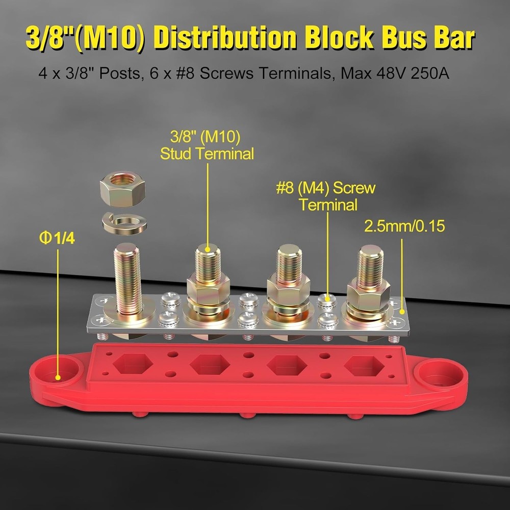 Advanced Power Distribution Block Bus Bar - 4 Post Design, 48V, High Efficiency