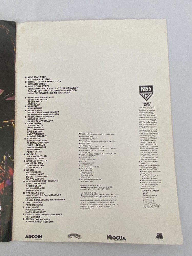 Vtg 1979 KISS Tour Program Dynasty Era Concert Book Aucoin Casablanca Rock Band