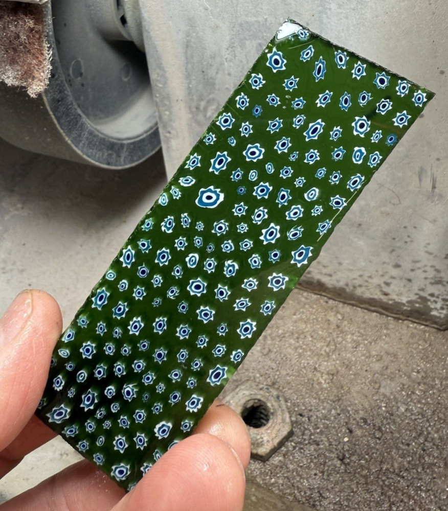 Millefiori glass slab rough