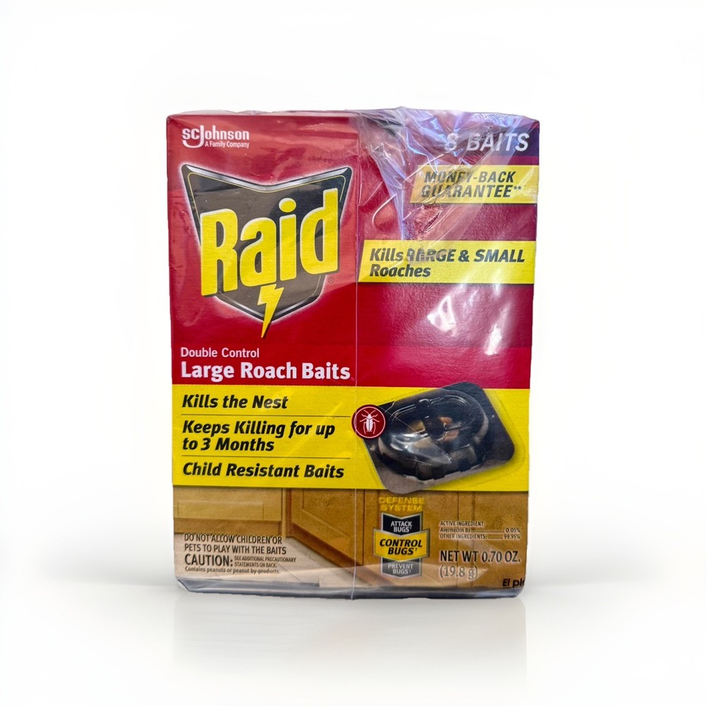 Raid Large Roach Baits 3 Pack (24 Baits) + BONUS 8 Baits FREE – 32 Total