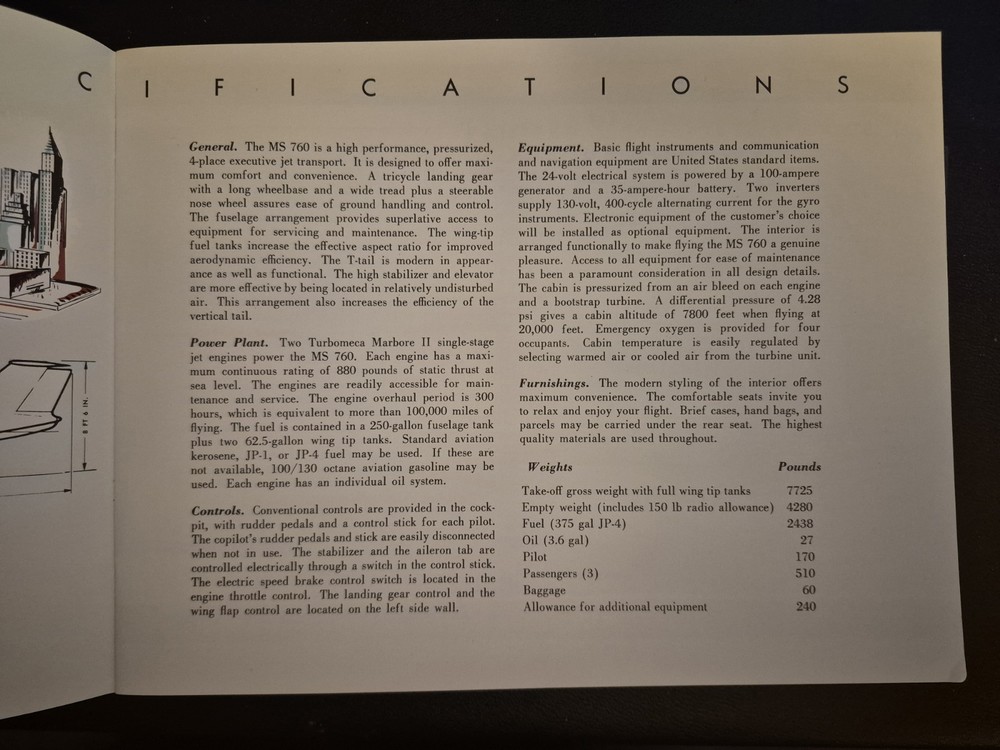 Original Beechcraft MS760 Brochure Will Be Professionally Packaged