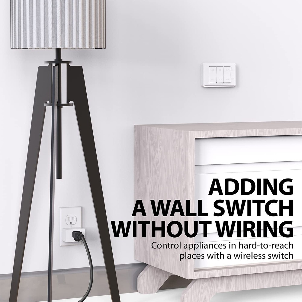 3 Pack Wireless Remote Control Outlet Plug, 15A, Battery Operated Light Switch