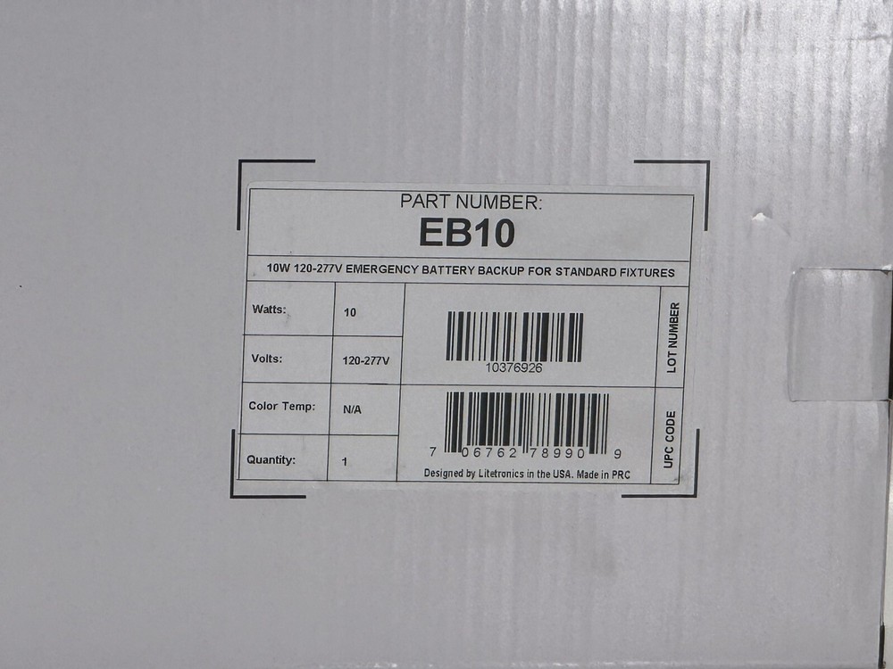 Litetronics EB10 Emergency Battery Backup - NEW