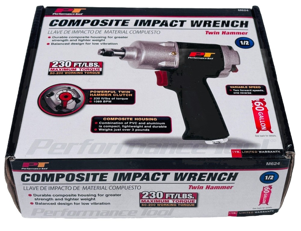 Performance Tool 1/2" Composite Pneumatic Impact Wrench M624