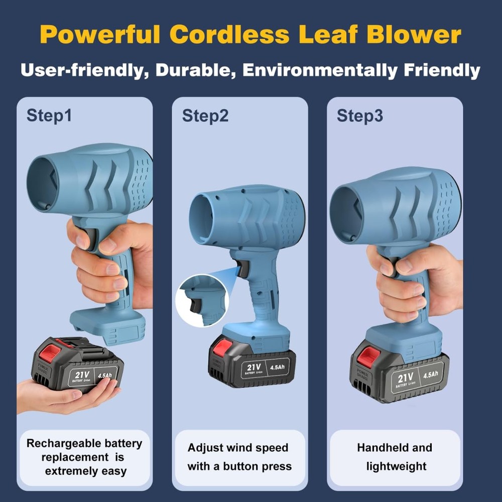 Electric Mini Leaf Blower, Powered Handheld Blower Leaf, Adjustable Wind Spee...