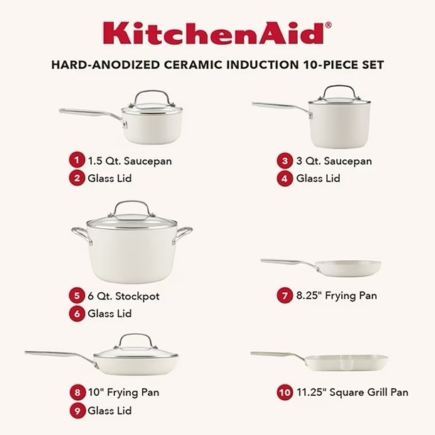 KitchenAid 10-Piece Hard-Anodized Ceramic Induction Cookware Set