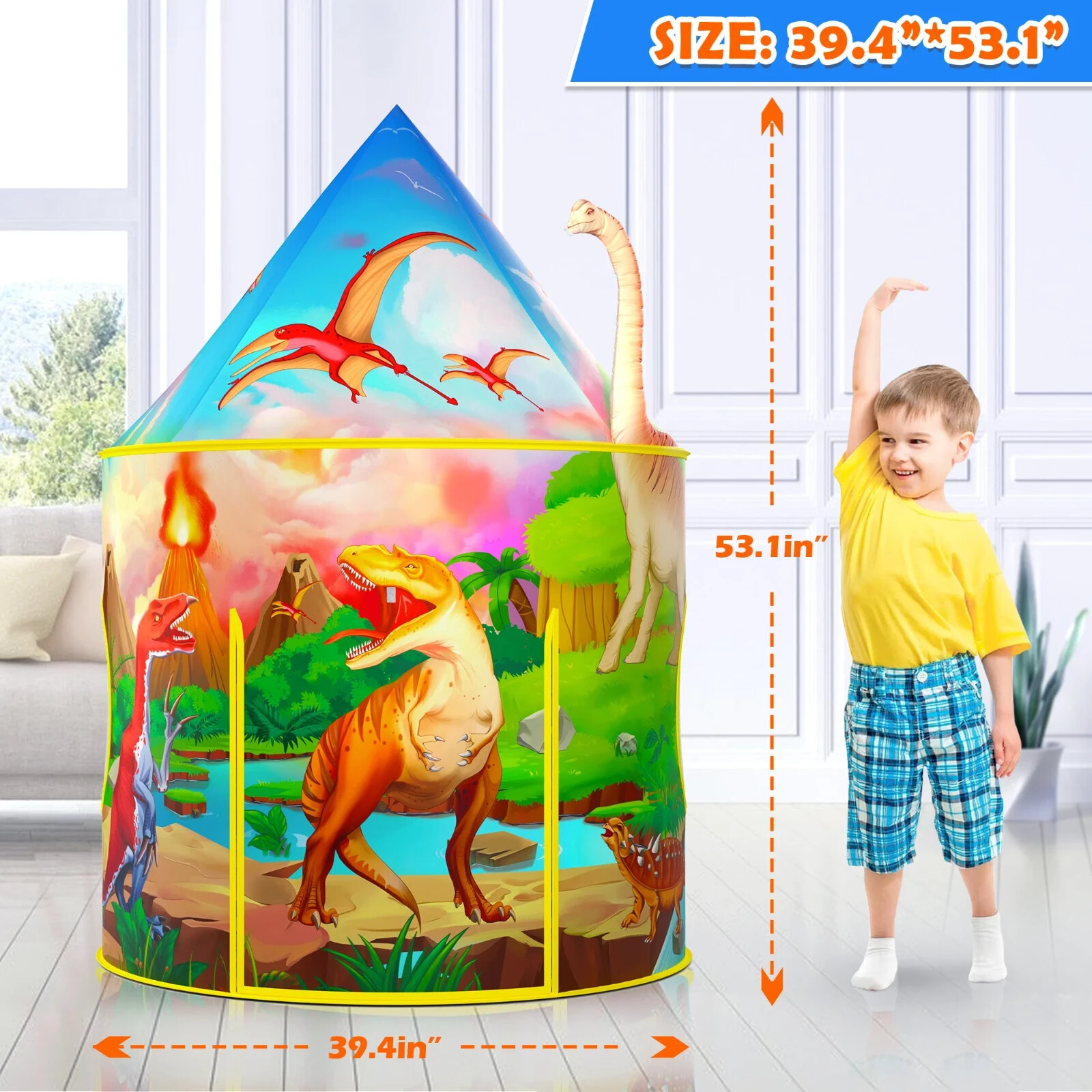 Dinosaur Park Play Tent Foldable Playhouse Kids Indoor Outdoor Imaginative Games