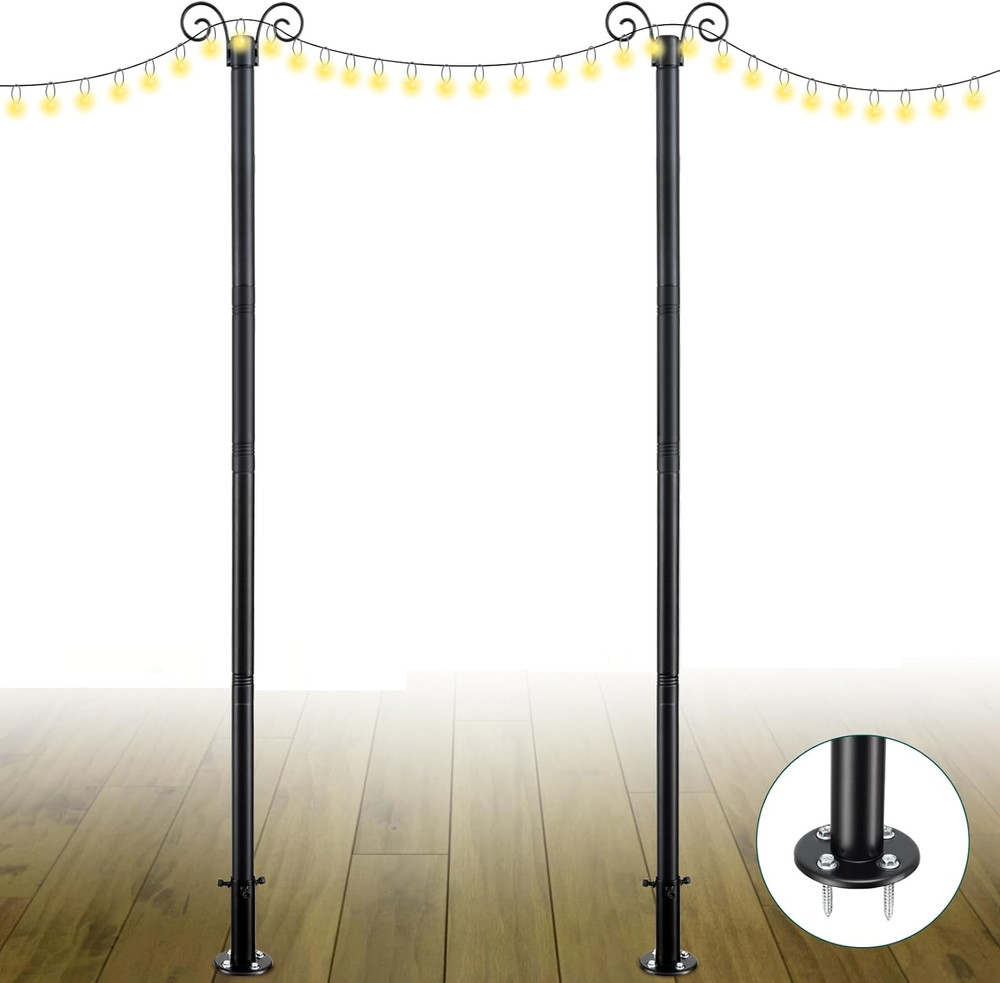 2 Pack Deck Patio Light hanging Pole for Outside String Lights for Wedding Party