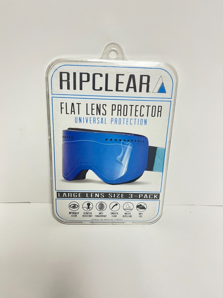 RIPCLEAR Flat Goggle Lens Protector NIB 3-Pack Sz M or L Scratch Resistant