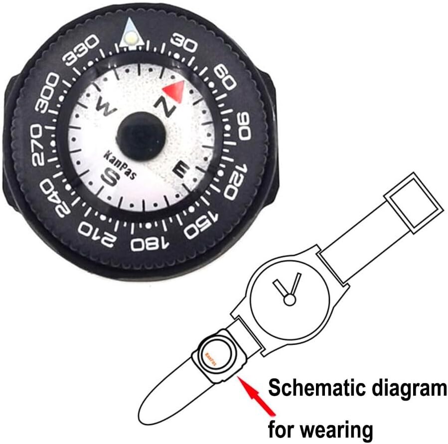 Mini Button Map Compass with Turnable Bezel for Watchband Every Day Carry NEW