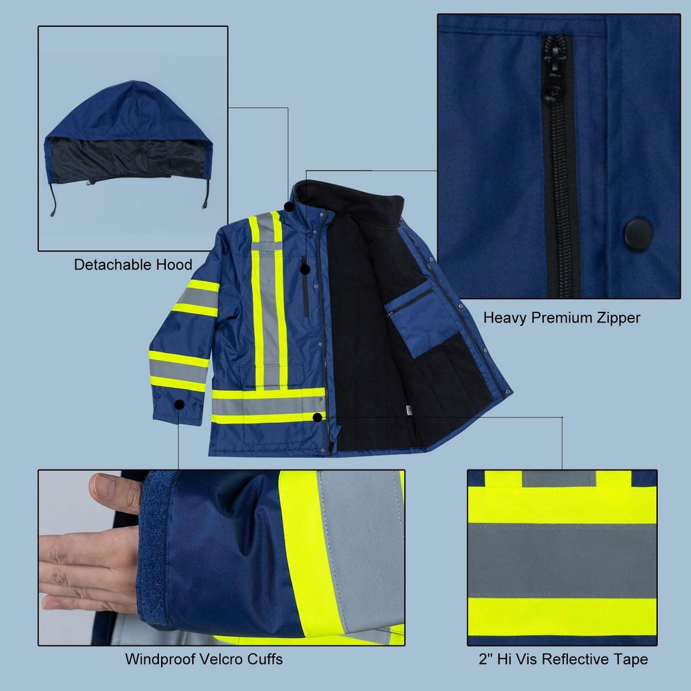 High Visibility Safety Jacket for Men Hi Vis Reflective Construction Work Jac...