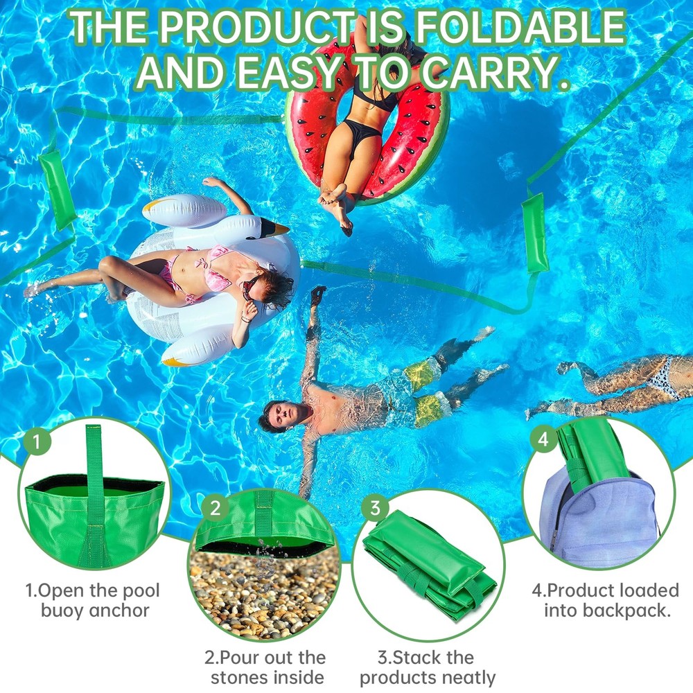 Compact Pool Float Anchor Bag, 2-in-1 Sand Anchor with Integrated Float Ancho...