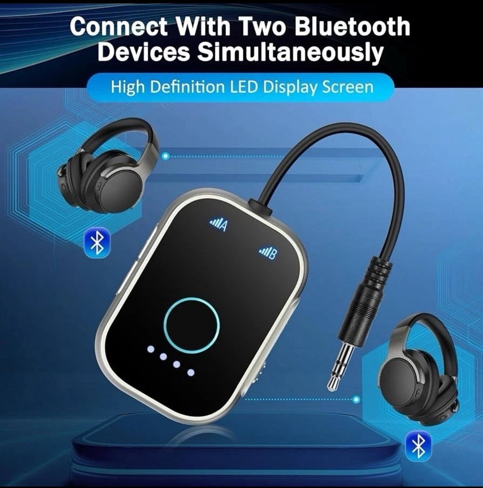 Swiitech Bluetooth Tx Rx for TV, 2-in-1 Bluetooth 5.3 Adapter for Airplane New