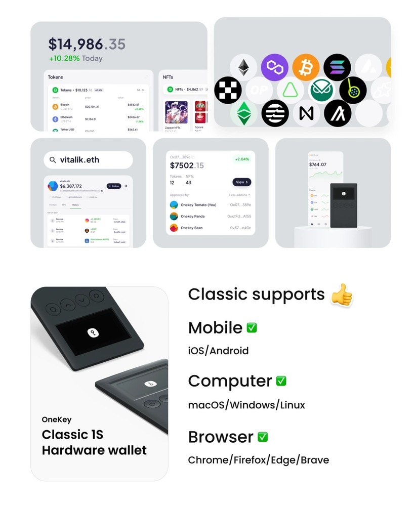 OneKey Classic 1S Pure Crypto Hardware Wallet