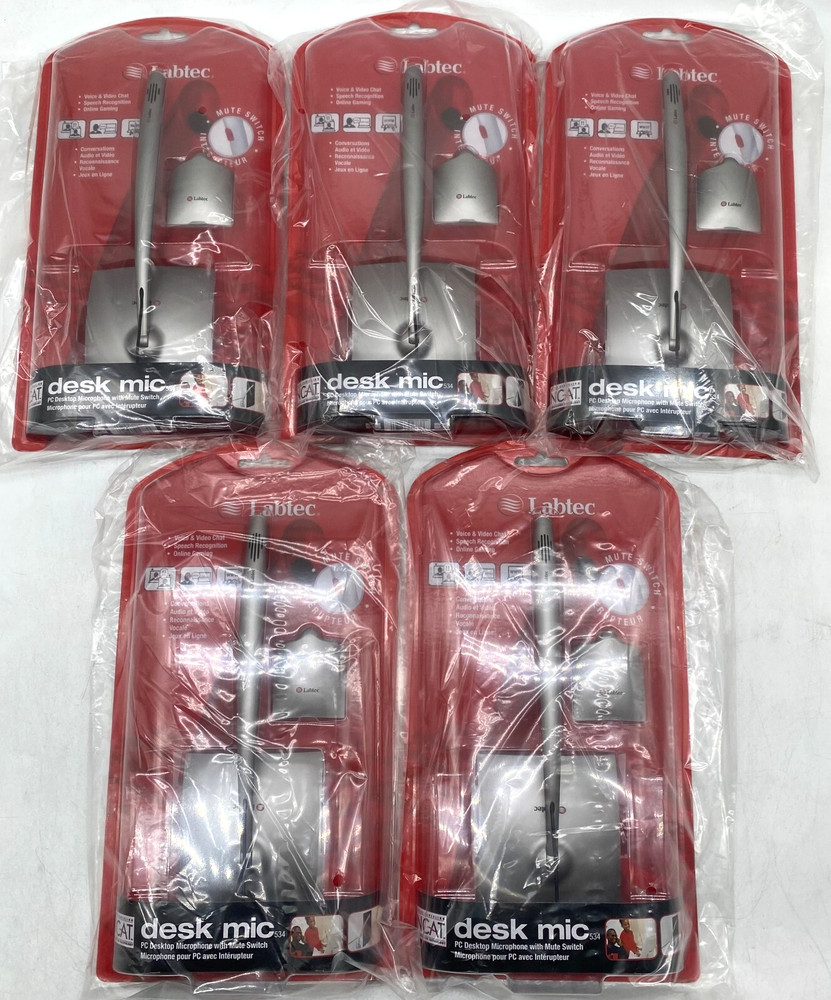 5X NEW LABTEC DESK MIC 534 PC DESKTOP MICROPHONE w/ MUTE SWITCH