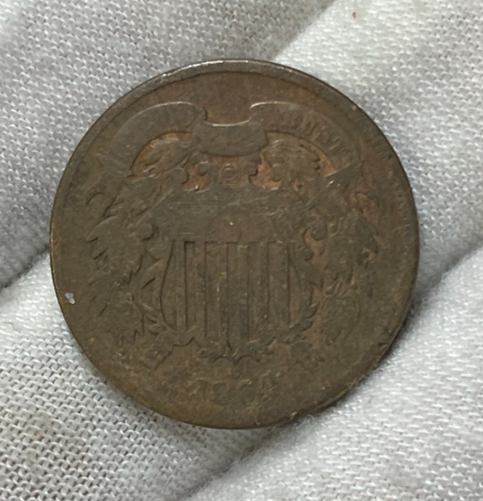 1864 US 2 Cent Piece Coin