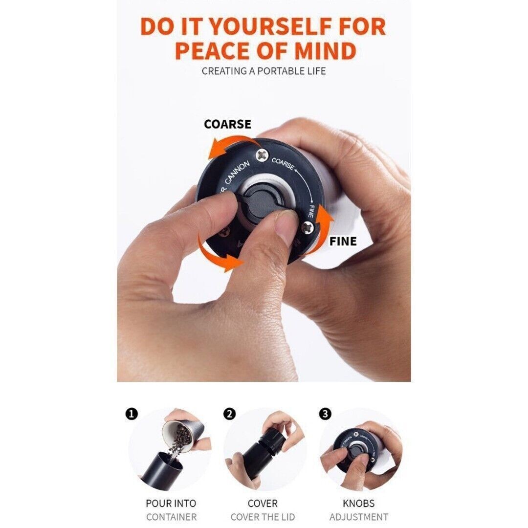Pepper Cannon Heavy Duty High Output Pepper Mill Portable Manual Pepper Grinder